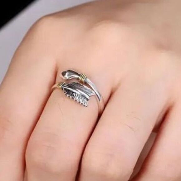 The Arrow Adjustable ring in 925 silver and 14k yellow gold plated accen… - Picture 2 of 14